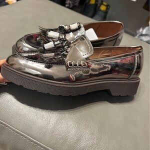 Marc Fisher Silver Loafers
